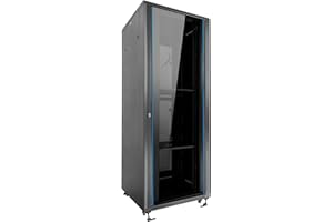 Aiten Data Armario Rack Suelo 19" 47U 800 x 800 x 2285 mm Montado con Accesorios: 2 Bandejas Fijas, 4 Ventiladores 120 mm, 1 PDU con 8 Puertos de 1U, Patas, Ruedas y Llaves