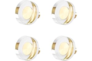 BokWin 4 pomelli in cristallo dorato, pomelli in vetro ottone cristallo per porta, pomelli geometrici per cassetti per armadietti, credenze, mobili (rotondi)