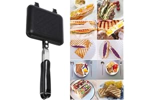 YIUS Toasted Sandwich Maker, Not-Stick Coating Double Side Breakfast Frying Pan, Aluminum Flip Pan Waffle Mold Breakfast Stove Toaster Compact for Indoor Outdoor Camping Sandwich
