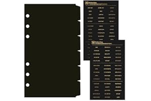 DY.2ten Black Dividers for 6 Ring Binder, 6-Tab Sturdy Plastic Dividers, A6 Index Divider, 6 Hole Binder Dividers, Insertable Notebook Planner Tab Dividers for Binders