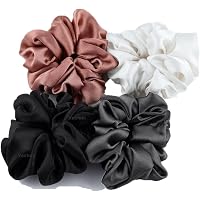 Vechan Silk Scrunchies, 100% Grade A Mulberry Silk, Soft Silk Hair Scrunchies, No Crease Hair Ties,Satin Fabric Scrunchy…