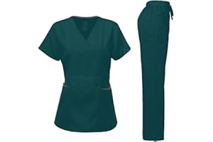 Dagacci Medical Uniform Women's Scrubs Set Stretch Ultra Soft Contrast Pocket