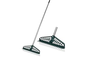 YEELOR - Rastrello per prato artificiale a doppia faccia, per giardino, prato, tappeti, peli di animali domestici