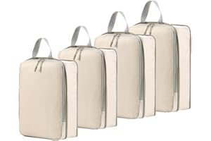 Bansga 4 zestawy kompresyjnych kostek do pakowania, ultralekkie, rozszerzalne organizery podróżne do bagażu podręcznego, beżowe