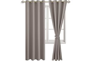 JIUZHEN Vorhang Blickdicht mit Raffhalter Thermogardine Verdunklungsvorhänge Thermo Gardinen Wohnzimmer Hitzeschutz, Taupe, 2 Stück, 228x140cm(HxB)