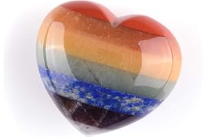 CrystalTears 7 Chakren Handschmeichler 40 * 45mm Herz Form Palm Stein Kristalle Herzform Daumenstein Glücksbringer Herzstein für Reiki Heilung Meditation