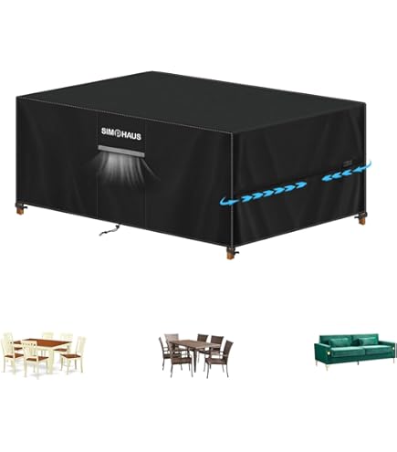 AEUUEU Tuintafelhoes Vierkant 200 x 160 x 80 cm/LxBxH Heavy-Duty Waterdicht, Winddicht Tuinmeubelbescherming met gespen en trekkoord Tuinmeubelhoezen banken tafelkleed
