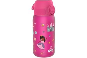 Ion8 Borraccia per Bambini, 350 ml, a Prova di Perdite, Facile da Aprire, Serratura Sicura, Lavabile in Lavastoviglie, Senza BPA, Maniglia per il Trasporto, Facile Pulizia, Principessa