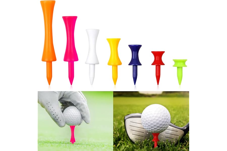 Golf Tees Plastic, 70 Pcs Mixed Sizes Castle Golf Tees, Durable Winter Golf Tees Small Castle Tees in Multiple Colors(25mm, 32mm, 39mm, 45mm, 51mm, 59mm, 70mm)
