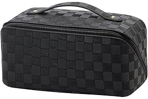 SIEREOLLY Kosmetiktasche Damen Groß Make Up Tasche Tragbare Reise Kosmetiktasche Schminktasche wasserdichte PU Leder Organizer Tasche mit Fächern