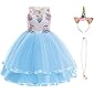 URAQT Mädchen Prinzessin Kleid, Mädchen Einhorn Cosplay Karneval Verkleidung Party Hochzeit Prinzessin Kleid mit…