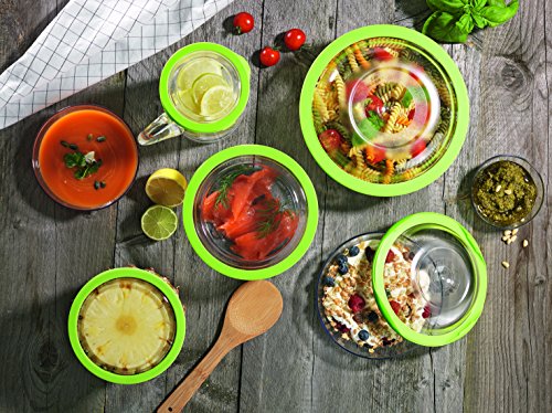 GOURMETmaxx 06227 Aufbewahrungsschüssel-Set | Aufbewahren, Einfrieren, Aufwärmen, Transportieren| 10-teilig | Kunststoff | Grün/Transparent - 7