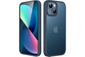 ‎JETECH JETech Etui Matowe do iPhone 13 Mini 5,4 Cala, Odporny na Wstrząsy Ochrona Przed Upadkiem Klasy Wojskowej, Matte Case Półprzezroczysta Tylna Obudowa (Sztormowy Błękit)