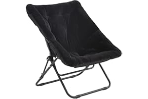 ‎TIITA Tiita Untertassenstuhl ohne Ottomane, weicher übergroßer Klappstuhl aus Kunstfell, weicher pelziger Loungesessel, Mondstuhl mit Metallrahmen für Schlafzimmer, Wohnzimmer, Wohnheim, Garten und Hof