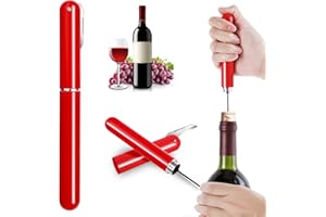 PWSAP Luftdruck Weinöffner mit Folienschneider, Verbesserter Tragbare Taschenluftpumpe 2 in 1 Korkenzieher Weinflaschenöffner, 7s Schnelle Flaschenöffnung, Geschenke für Weinliebhaber, Rot