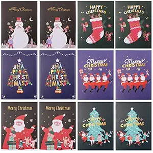 Artibetter 12pcs Creative Christmas Greeting Cards Merry Christmas Cards Blessing Cards