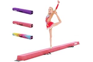 Dripex Kids Balance Beam - 210cm Portable Folding Balance Beam with Carry Handles, High Density EVA Faux Suede Gymnastics Beam for Home Gym Exercise
