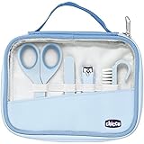 Chicco Set Manicure Bambino, Con Forbicine, Limetta in Cartone, Tagliaunghie, Spazzolino per Unghie, Azzurro, 0 Mesi+