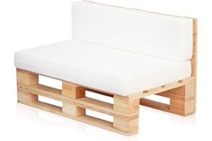 PALETS TALAVERA Conjunto Sofa DE PALETS + Set Cojines (Asiento + Respaldo) (120X60, Blanco Transpirable)