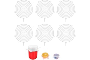 YUDOBLISS Silikondeckel, 6 Stück Silikondeckel Dehnbar, 9cm Lebensmittelaufbewahrungsabdeckungen, Joghurtbecher, Silikon Deckel Stretch für Dosen, Obst, Schüsseln, Becher, Transparent