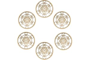 ADZIF.BIZ LE STICKER DE DECORATION Dessous de verre en bois ou plexigglass 10 cm en lot de 2, 4, 6 fleurs de vie, arbre de vie, Métatron, lotus, main de Fatma, OM ou Aum, décoration spirituelle