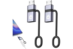 Liaoan Lot de 2 adaptateurs USB C vers micro USB, prend en charge la charge rapide de 18 W et le transfert de données, convient pour les adaptateurs USB C femelle vers micro mâle, ne convient pas pour