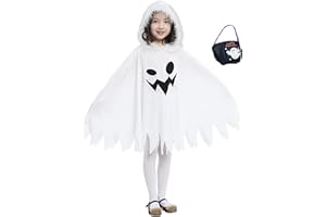 ZUCOS Costume di Halloween da Fantasma Bianco per Bambini con Sacchetto di Zucca
