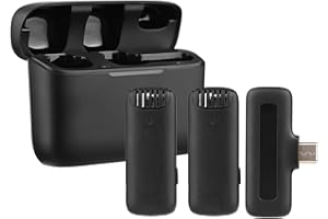 CAMNOON Ulanzi J12,Sistema de micrófono inalámbrico con 1 receptor y 2 micrófonos con alcance de transmisión de 20 m, reemplazo de conector tipo C para teléfonos Android, entrevista en directo