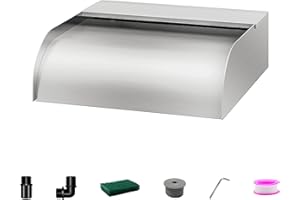 ‎LONGRUNNEW LONGRUNNEW Teich Wasserfallklingen Set, 30cm Edelstahl Poolfontäne mit Zubehör, Breite 31cm Auslauf Wasserspiel Wasserfallkaskade für Garten Patio Teichdekoration
