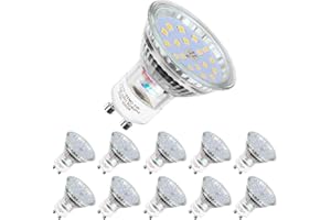 Yiahin Ampoules LED GU10, 5W équivalent 60W, 600lm, Blanc Froid 6000K, 120° Larges Faisceaux, Ampoules LED Spot, Lot de 10