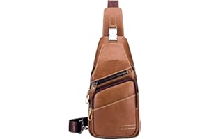 MANNUOSI Homme Sacs Portés épaule Tendance Loisir Cuir Veritable Sac Besace