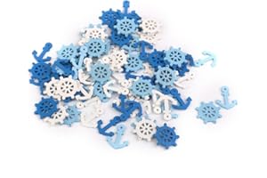 VORCOOL 100 Stück Holz Anker Schiff-Lenkrad Steuerrad Schmuck Charm Anhänger Deko Holz-Knopf