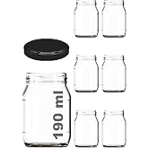 Afracam 190 ml Şeffaf Kavanoz 190 cc Konserve Metal Kapaklı Cam Kavanoz 6 Adet