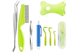 BAYUYI Pince à Tiques pour Chien Et Chat, Accessoires Anti Tiques pour Chiens et Chat, Pince à tiques 8 en 1 avec étui, Pince à Tiques pour Humains, Chiens, Enfants, Retrait des Tiques en Quelques Secondes.