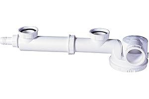Wirquin 30723640 Siphon d'évier gain de place Espace et tubulure de raccordement pour évier 2 bacs, blanc