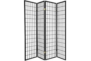 Fine Asianliving Paravento Giapponese L180xA180cm di Legno e Carta Shoji Nero - Tana Separe Divisori separè paravento divisore Interno divisorio
