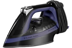 Russell Hobbs Steam Iron [2400W, 200g extra steam boost] EasyStore Pro (opt. temperature for all fabrics, space-saving cable storage, ceramic soleplate, self-cleaning, anti-limescale) 26731