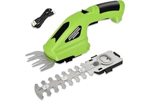YEMETEY 7.2V Cordless Hedge Trimmer, Garden Grass Shear, 2 in 1 Battery Hedge Trimmers Grass Cutter, Lightweight Small Weed Trimmers, Handheld Electric Trimmers