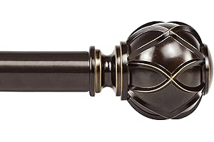 KAMANINA Curtain Poles 80 to 148 cm, 22 mm Diameter Splicing and Telescoping Single Curtain Rod, Curtain Pole Bronze for Eyelet Curtains with Netted Texture Finials