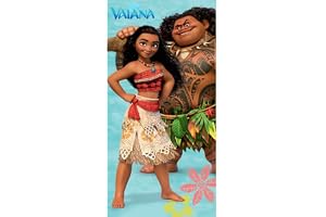 Jerry Fabrics Moana Vaiana 100% bomullshandduk perfekt för strand, pool, badrum eller sportaktiviteter för flickor, tonårsflickor i flerfärgad (24TW087)