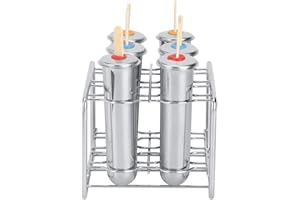 FDIT 6 szt. Okrągła Główka ze Stali Nierdzewnej 304 Okrągły Kubek Forma do Lodów Forma do Lodów na Patyku Podwójny Rowek z grubą półką, do Szybkich Lodów Typu DIY z Szybkim Zamrażaniem