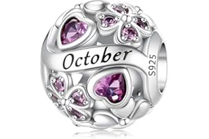 Aurevella Ciondolo con Pietra Natale a Forma di Quadrifoglio Portafortuna, S925 Argento Sterling Charm, Compatibile con Bracciali e Collane Europei e Americani, Regalo di Compleanno per Donna