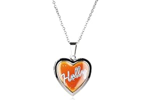 G to J Girls Personalised Name Heart Shaped Mood Locket Pendant Kids Necklace