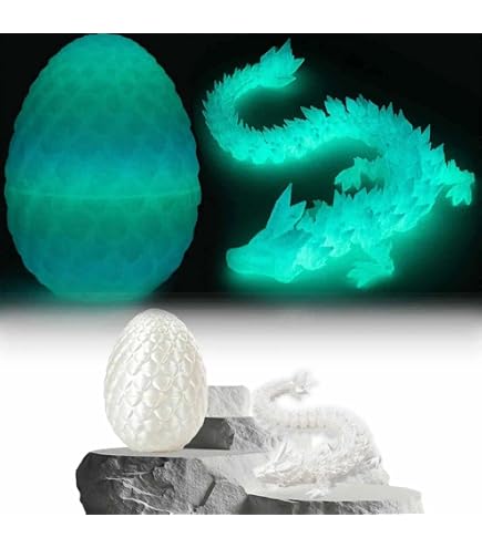 Dragon Articulé Fluorescent Dans Son œuf - Figurine Imprimée 3D, Décoration Fantastique, Brille Dans Le Noir, Idée Cadeau - 3