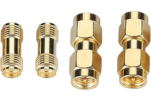 VBESTLIFE V BESTLIFE 4 szt. złącza SMA, 2 męskie SMA na męskie SMA + 2 adaptery SMA żeńskie na żeńskie złącze adaptera koncentrycznego RF, obsługa różnych transmisji koncentrycznych tego samego interfejsu