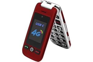artfone G6 Pro 4G Telephone Portable Senior Débloqué丨Téléphone Portable à Clapet avec Grandes Touches丨Bouton SOS丨Double écran丨Station de Charge丨Appareil Photo丨Radio FM丨Appel Rapide - Rouge