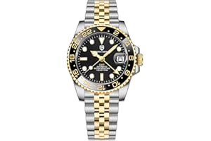 PAGRNE DESIGN Pagani Design GMT Montre Automatique Homme 40 mm Verre Saphir Acier Inoxydable 100 Résistance à l'eau Montre Analogique Montre Mécanique Homme Cadeau Montre pour Homme