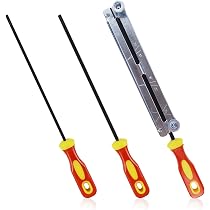 Lot 4 Limes Pour Chaîne De Tronçonneuse 4mm – Acier Haut Carbone, Poignée Antidérapante, Affûtage Rapide & Précis