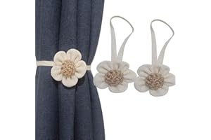 JGHCSZ 2 fermatende magnetiche decorative a forma di fiore, per decorare la finestra, con bottone magnetico, fermatenda, per casa, ufficio, dormitorio e bagno, Beige e marrone., 2pieces