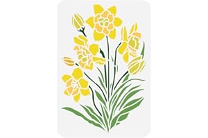 FINGERINSPIRE Daffodil Stencil for Painting 21x29.7cm Wildflower Stencil Flower Leaf Painting Stencil Daffodil Flower Pattern Plant Theme Template for Wall Wood Furniture DIY Home Decoration